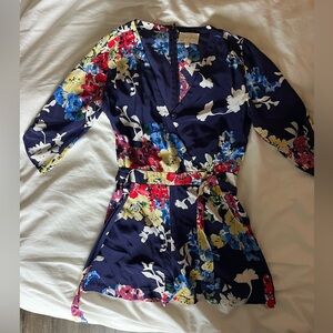 Yumi Kim Navy Floral Wrap Romper, Medium